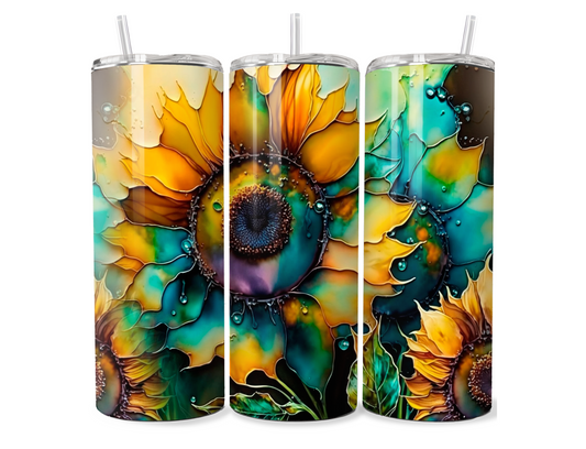Sunflowers in Alcohol Ink